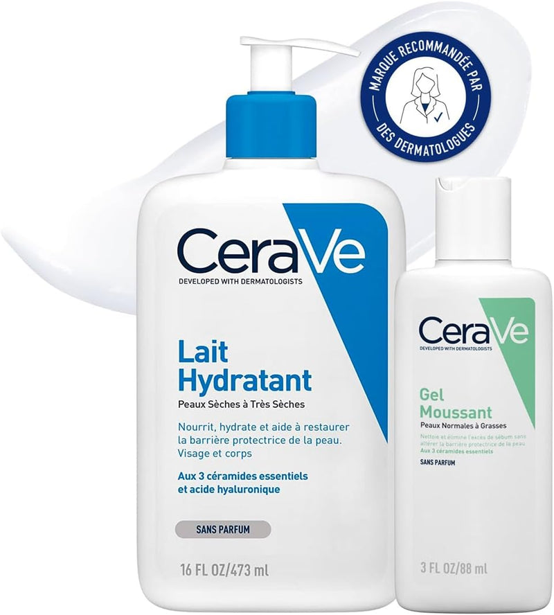 CeraVe Hydrating Routine – Foaming Cleanser 88ml + Moisturizing Lotion 473ml with Ceramides