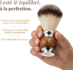 The Cambridge Cut Throat High-Quality Men's Shaving Brush, Wood and Stainless Steel, Synthetic Vegan Bristles