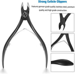 Cuticle Nippers - 1/2 Jaw - Professional Grade Stainless Steel Toenail Clippers, Double Spring Pliers. Manicure Pedicure Tool, FL-N301,BLACK
