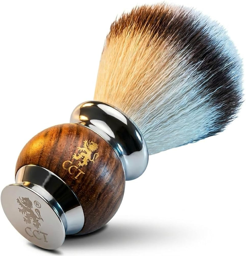 The Cambridge Cut Throat Blaireau Rasage De Haute Qualité Pour Hommes En Bois Et Acier Inoxydable, Poils Végétaliens Synthétiques