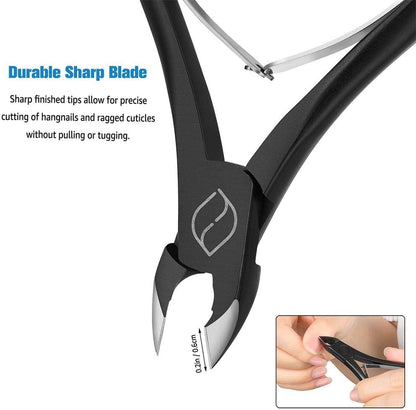 Coupe-Cuticules  Ä 1/2 Mâchoire - Coupe-Ongles En Acier Inoxydable De Qualité Professionnelle, Pince Ä Double Ressort. Outil De Manucure Pédicure, FL-N301,BLACK