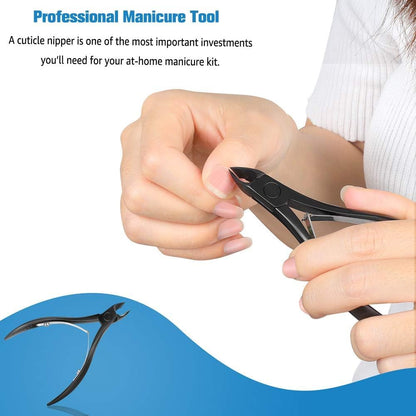 Coupe-Cuticules  Ä 1/2 Mâchoire - Coupe-Ongles En Acier Inoxydable De Qualité Professionnelle, Pince Ä Double Ressort. Outil De Manucure Pédicure, FL-N301,BLACK