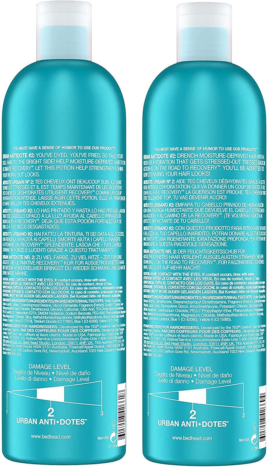 Bed Head Urban Anti-Dote Recovery Shampoo & Conditioner Duo Damage Level 2 (25.36Oz) by