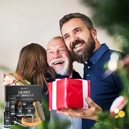 Kit grooming barbe — huile, baume et accessoires
